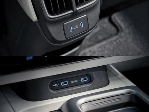 USB-C портове на първи и втори ред в Hyundai IONIQ 6.