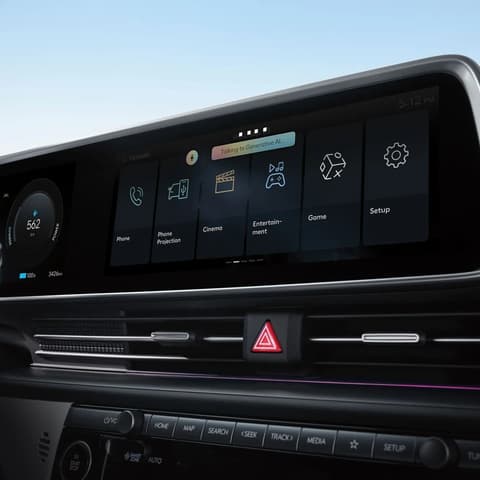 The 12.3" infotainment touchscreen inside the Hyundai IONIQ 6.