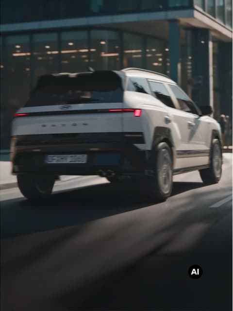 Hyundai BAYON N Line в движение по градска улица, изглед отзад.