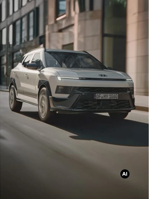Hyundai BAYON N Line в движение по градска улица.