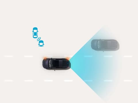 Blind-Spot Collision-Avoidance Assist: Hyundai IONIQ 6 открива автомобили в съседните ленти и предупреждава преди смяна на лентата.