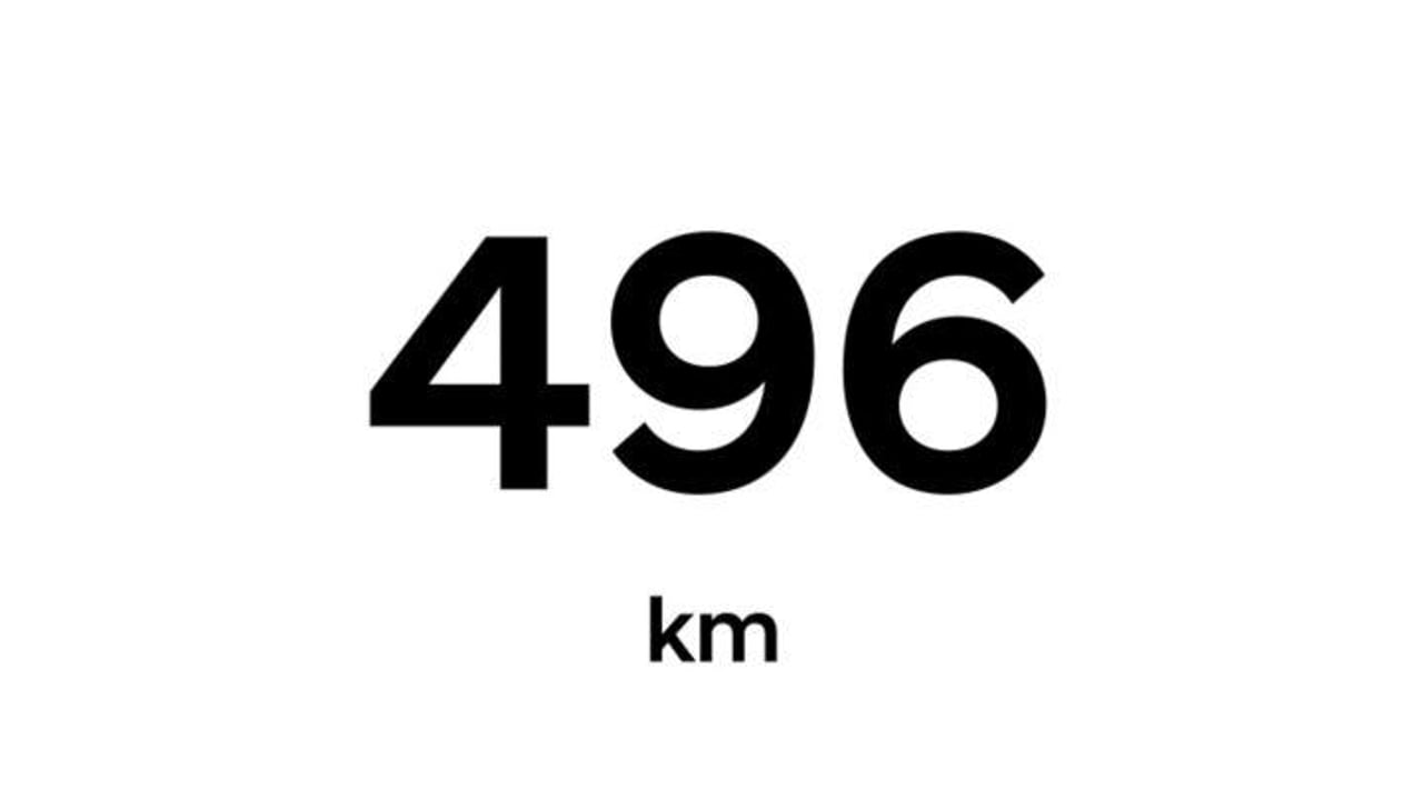 Animation showing 496 km range