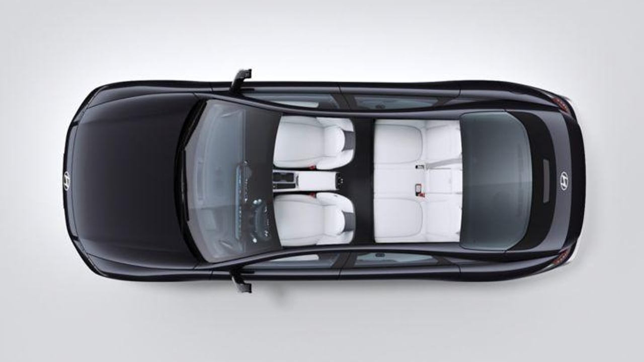 Video of the Hyundai IONIQ 6 electric sedan showing the flexibility of the seating from a bird's eye view.