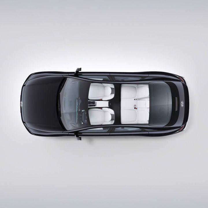 Video of IONIQ 6 showing spilt rear seats fold down for 2054 litres of cargo space.