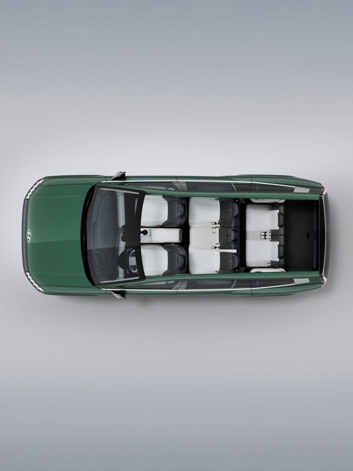 Animation showing the ways the 2nd and 3rd rows fold flat in the Hyundai IONIQ 9.